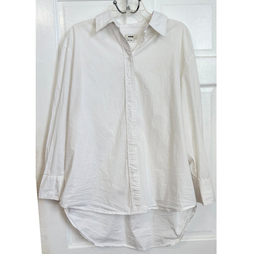 Jason Wu Women's White Button Up Down Shirt Oversized Office Blouse Top Large